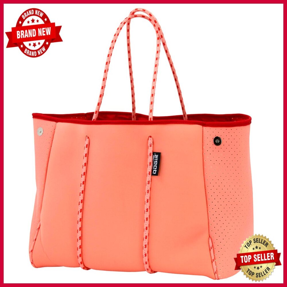 Large Neoprene Travel Tote With Zipper Pockets Foldable Beach Bag